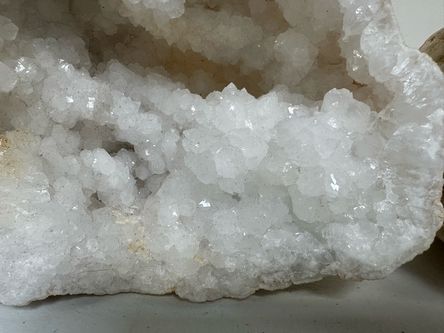 (2) Large Halves Of A White Crystal Geode Each Half Measures Apx 11W X 9H [Photo 7]