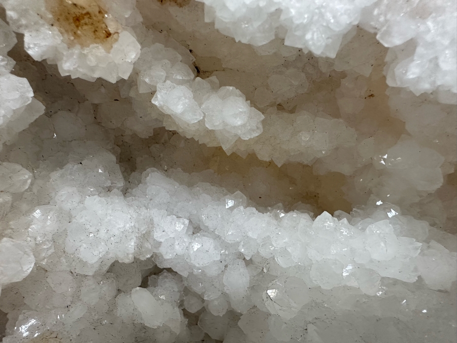 (2) Large Halves Of A White Crystal Geode Each Half Measures Apx 11W X 9H [Photo 6]