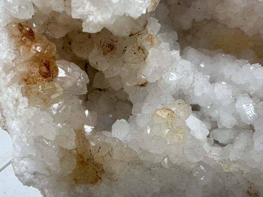 (2) Large Halves Of A White Crystal Geode Each Half Measures Apx 11W X 9H [Photo 5]