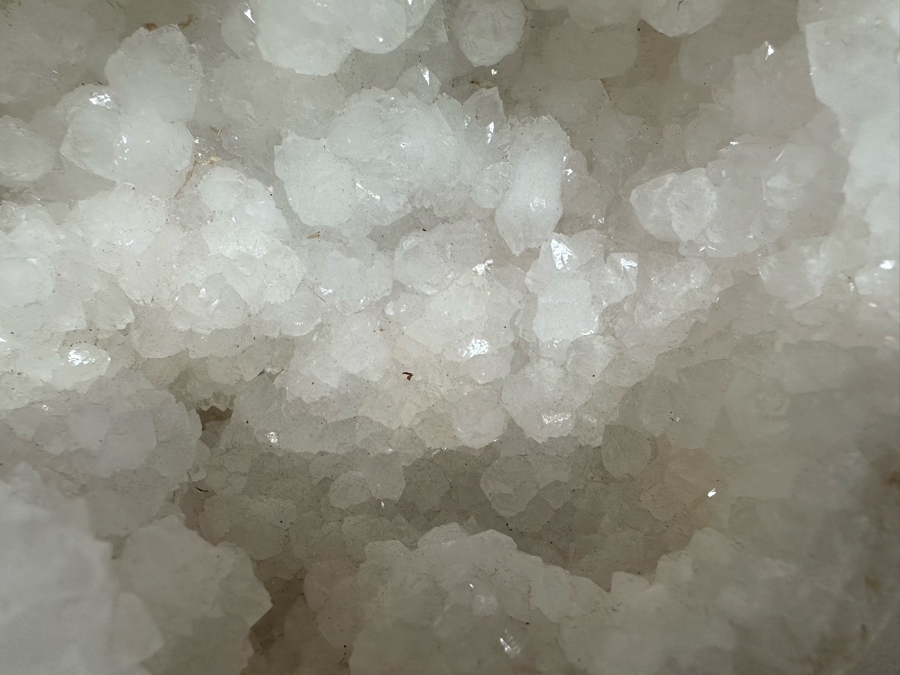 (2) Large Halves Of A White Crystal Geode Each Half Measures Apx 11W X 9H [Photo 11]