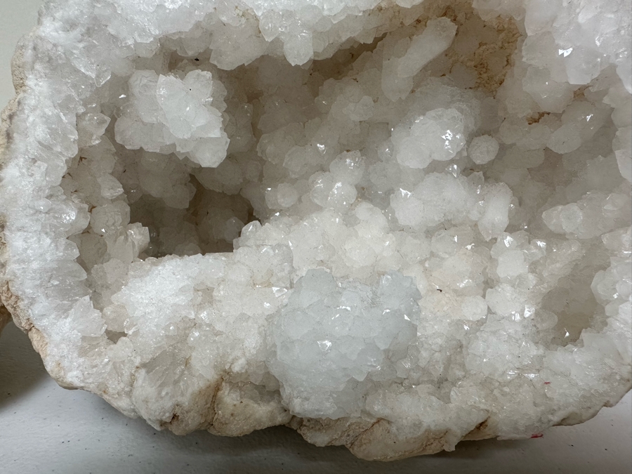 (2) Large Halves Of A White Crystal Geode Each Half Measures Apx 11W X 9H [Photo 9]