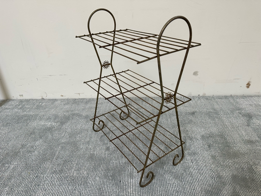 Mid-Century Brass Rack Shelf 19W X 12D X 28H [Photo 7]