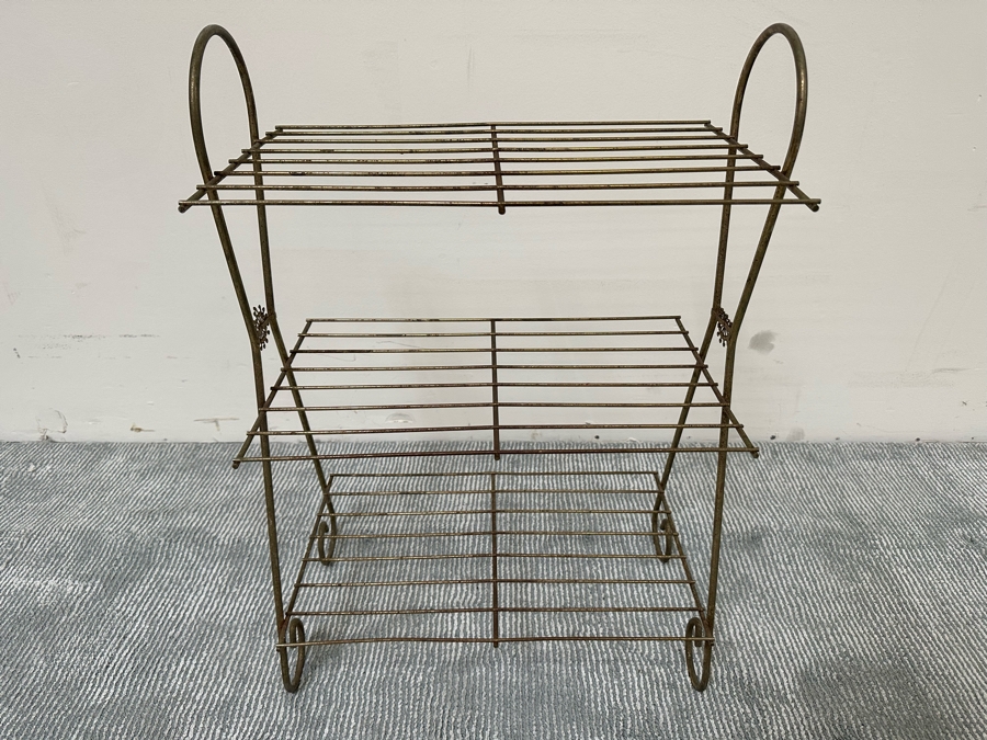 Mid-Century Brass Rack Shelf 19W X 12D X 28H [Photo 6]