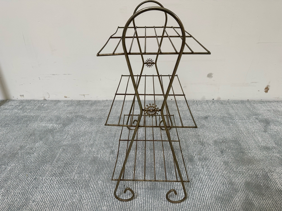 Mid-Century Brass Rack Shelf 19W X 12D X 28H [Photo 3]