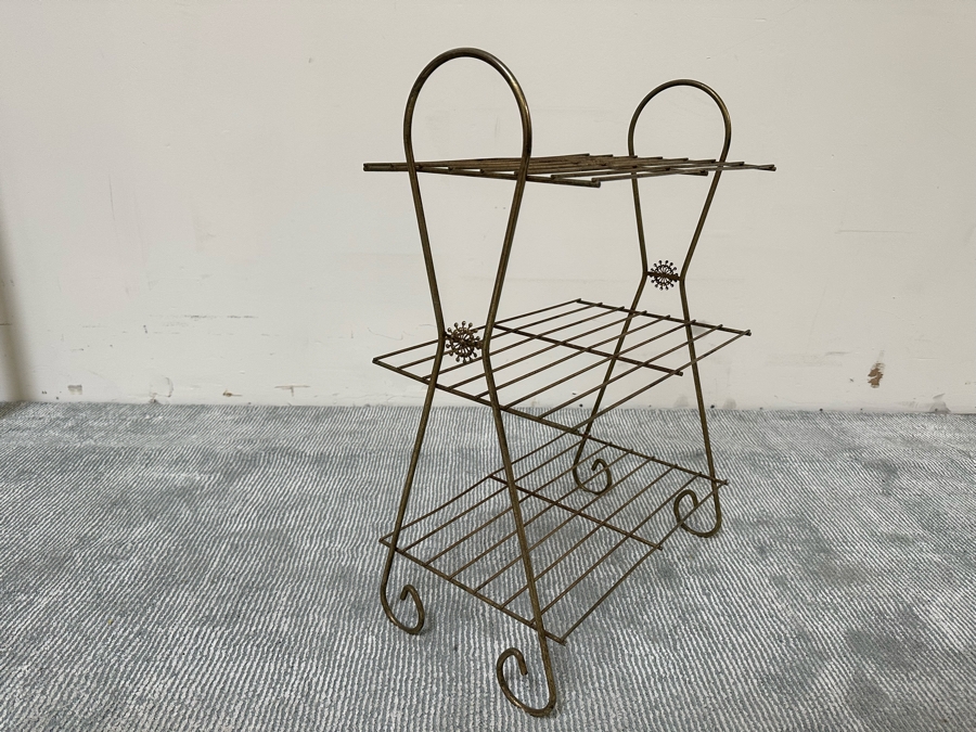 Mid-Century Brass Rack Shelf 19W X 12D X 28H [Photo 2]