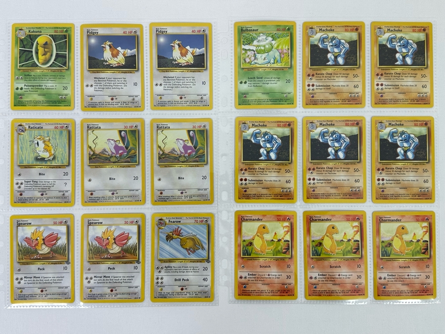 1999 'Unlimited' Third Print Run Pokemon Cards - 18 Cards Stored In Protective Sleeves