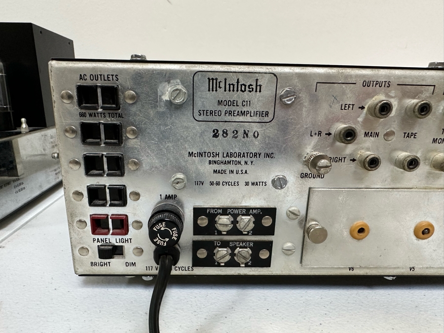 Vintage McIntosh 225 Vacuum Tube Hi-Fi Power Amplifier With McIntosh C11 Stereo Preamplifier And Original Manuals And Parts - See Photos Estimate $10,000-$12,000 [Photo 21]