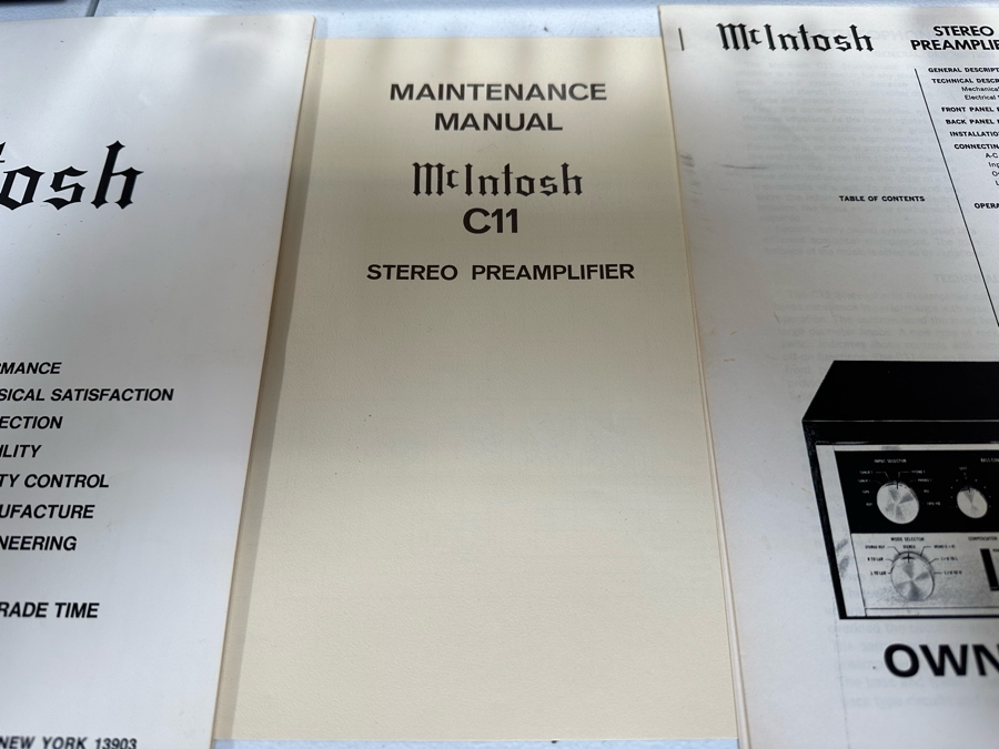 Vintage McIntosh 225 Vacuum Tube Hi-Fi Power Amplifier With McIntosh C11 Stereo Preamplifier And Original Manuals And Parts - See Photos Estimate $10,000-$12,000 [Photo 18]