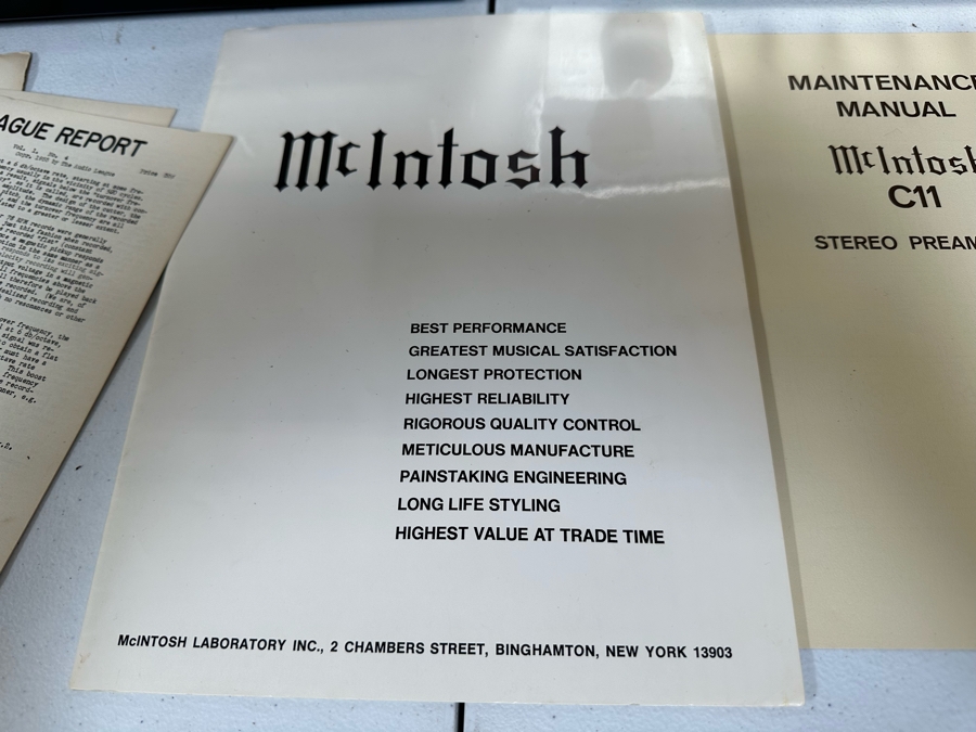 Vintage McIntosh 225 Vacuum Tube Hi-Fi Power Amplifier With McIntosh C11 Stereo Preamplifier And Original Manuals And Parts - See Photos Estimate $10,000-$12,000 [Photo 19]