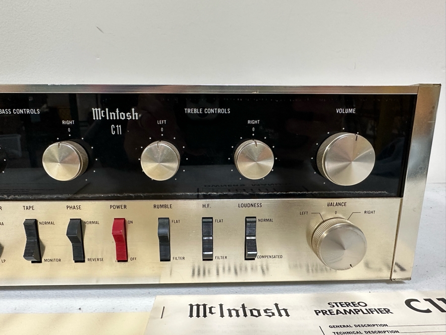 Vintage McIntosh 225 Vacuum Tube Hi-Fi Power Amplifier With McIntosh C11 Stereo Preamplifier And Original Manuals And Parts - See Photos Estimate $10,000-$12,000 [Photo 16]
