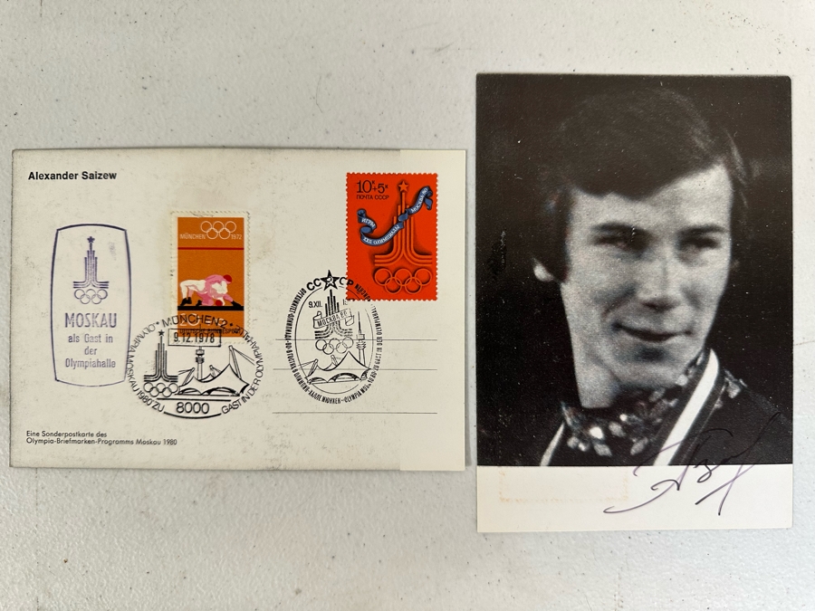 Pair Of Hand Signed Alexander Saizew Russian Olympic Figure Skater Stamps First Day Covers Ice Skater [Photo 3]
