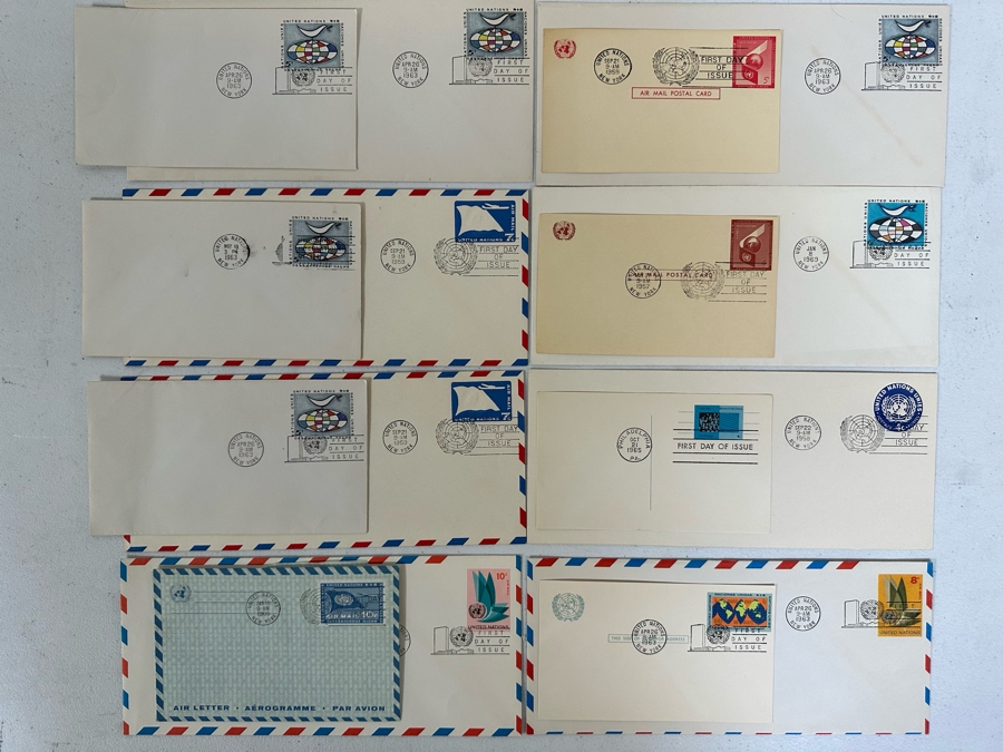 (16) Vintage United Nations Stamps First Day Covers Issues