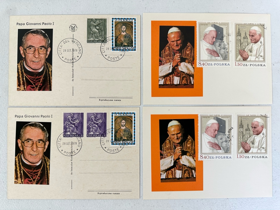 (4) Catholic Pope Stamps First Day Covers Issues Vatican Pope Giovanni Paolo I And Pope John Paul II [Photo 2]