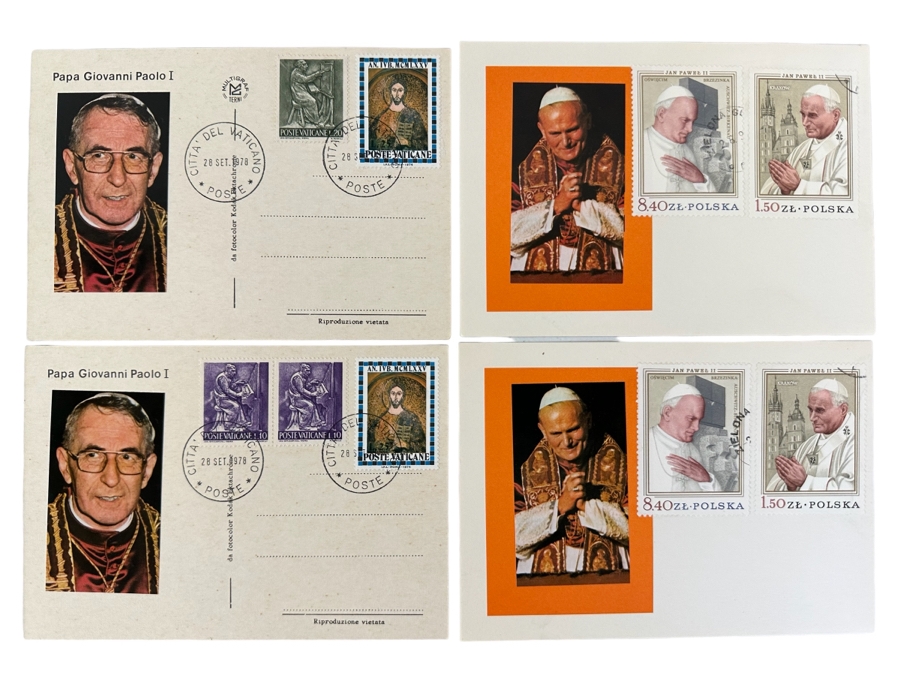 (4) Catholic Pope Stamps First Day Covers Issues Vatican Pope Giovanni Paolo I And Pope John Paul II [Photo 1]