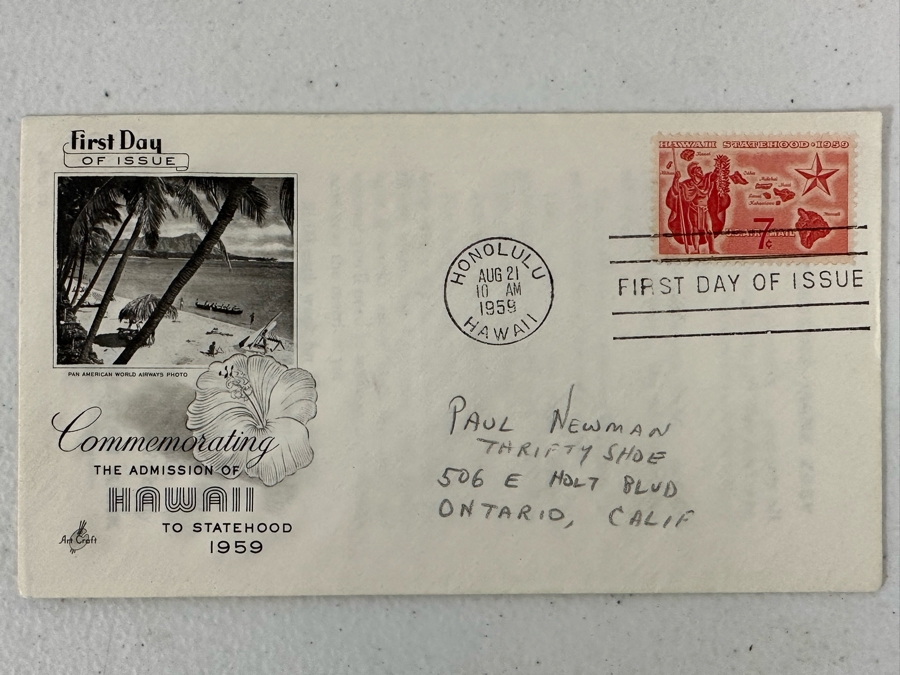 First Day Cover Stamp Issue Commemorating The Admission Of Hawaii To Statehood 1959 [Photo 2]