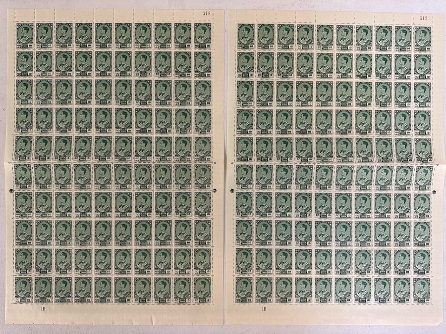 (2) Mint Uncut Stamps Sheets Thailand Postage 10 Satangs King Rama 1963 [Photo 3]