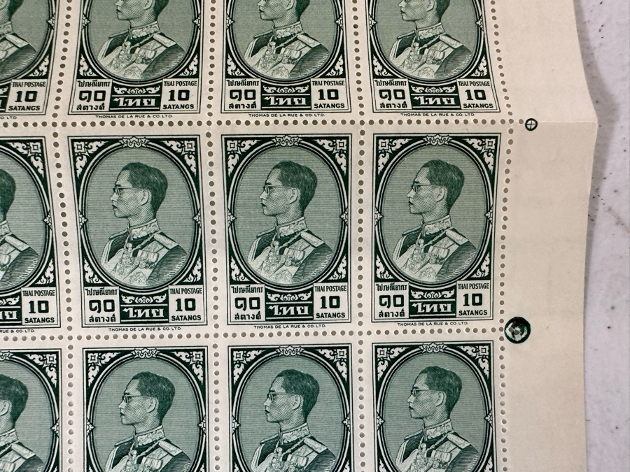 (2) Mint Uncut Stamps Sheets Thailand Postage 10 Satangs King Rama 1963 [Photo 6]
