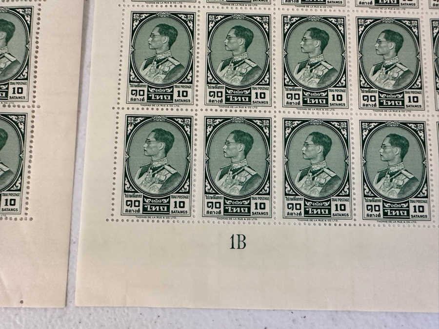 (2) Mint Uncut Stamps Sheets Thailand Postage 10 Satangs King Rama 1963 [Photo 9]