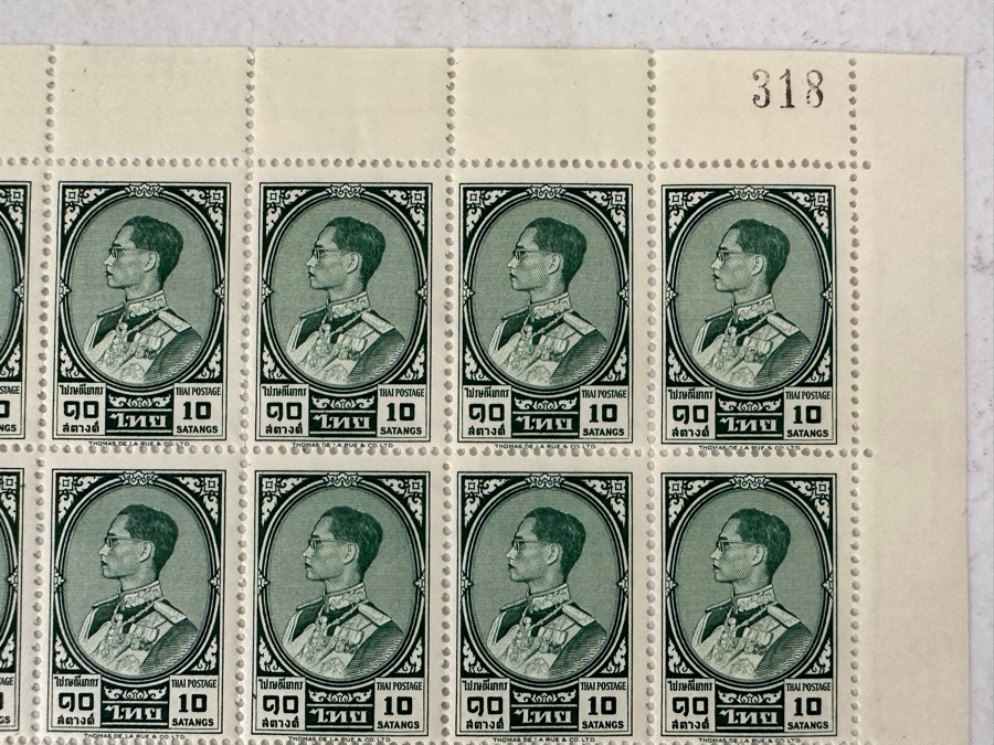 (2) Mint Uncut Stamps Sheets Thailand Postage 10 Satangs King Rama 1963 [Photo 4]