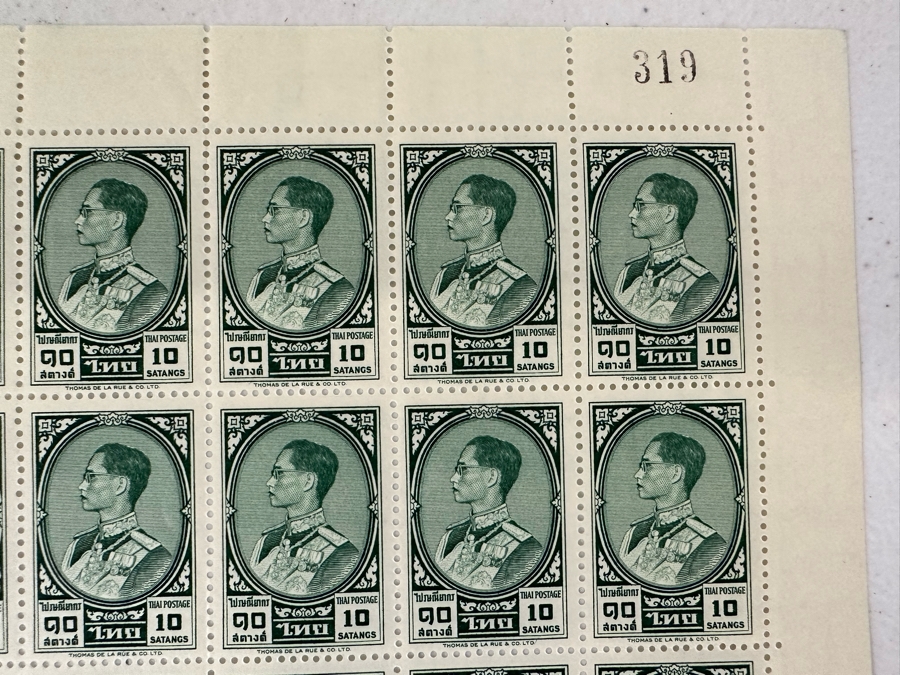 (2) Mint Uncut Stamps Sheets Thailand Postage 10 Satangs King Rama 1963 [Photo 5]