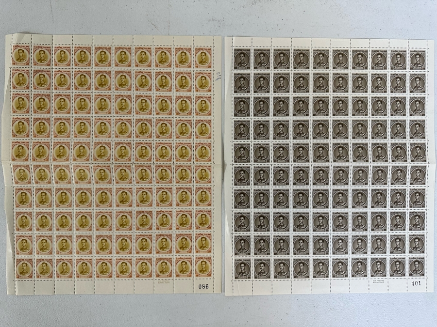 (2) Mint Uncut Stamps Sheets Thailand Postage