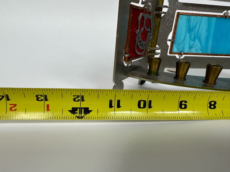 Stained Glass And Cut Metal Jewish Menorah 11W X 4D X 7H [Photo 12]