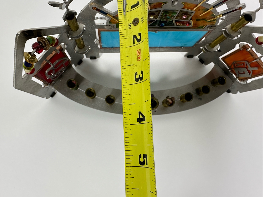 Stained Glass And Cut Metal Jewish Menorah 11W X 4D X 7H [Photo 13]