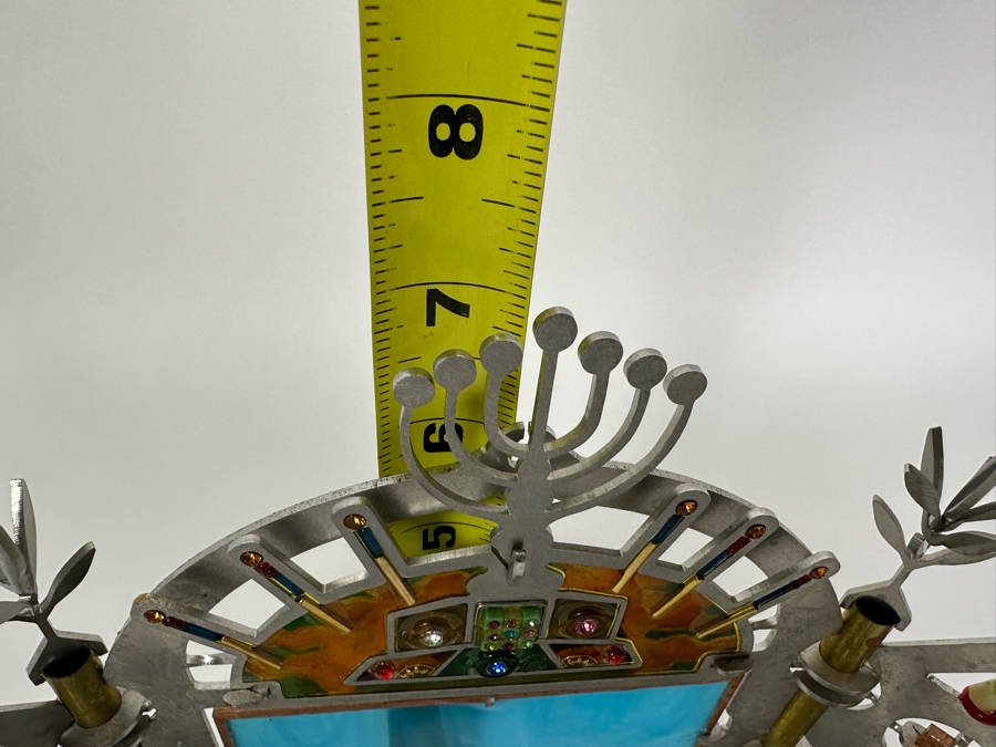 Stained Glass And Cut Metal Jewish Menorah 11W X 4D X 7H [Photo 14]