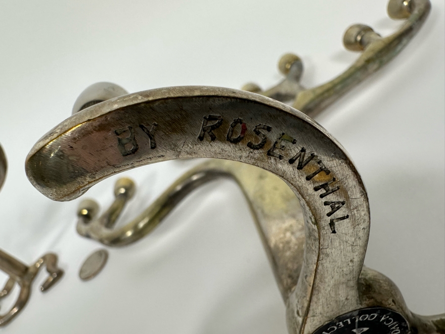 Pair Of Metal Jewish Menorahs: Larger One Is The Rosenthal Judaica Collection Tree Of Life Menorah Signed By Sandra Kravitz 8.5H And Smaller One Is Signed Rite Lite Ltd [Photo 8]