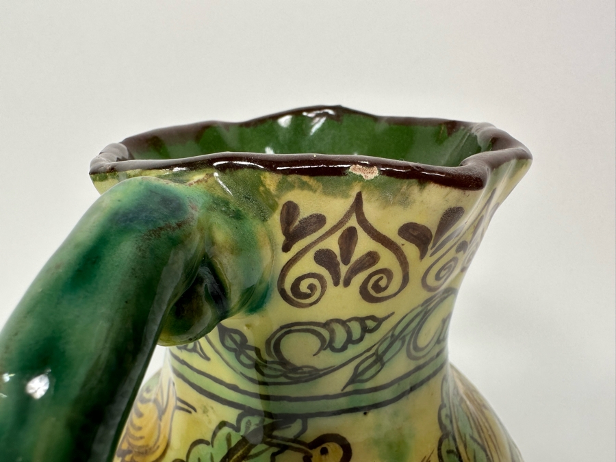 Signed Hand Painted Pottery Vessel With Two Handles 9.5H [Photo 5]