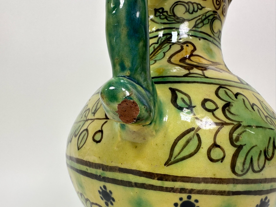 Signed Hand Painted Pottery Vessel With Two Handles 9.5H [Photo 4]