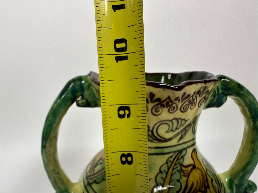 Signed Hand Painted Pottery Vessel With Two Handles 9.5H [Photo 10]