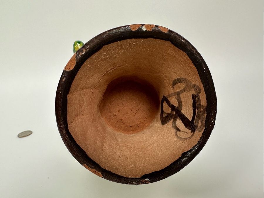 Signed Hand Painted Pottery Vessel With Two Handles 9.5H [Photo 8]