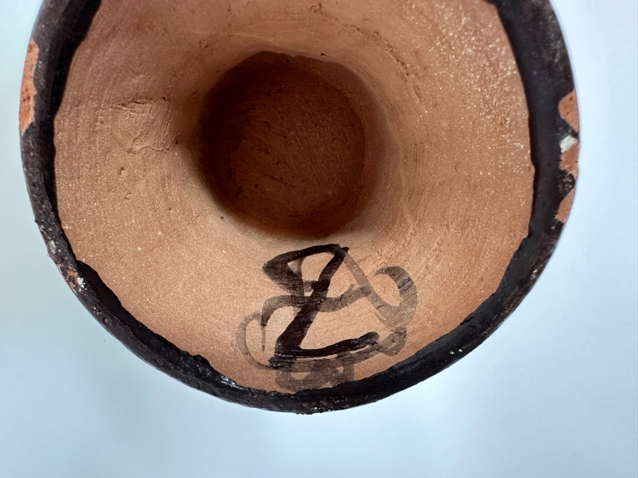 Signed Hand Painted Pottery Vessel With Two Handles 9.5H [Photo 9]