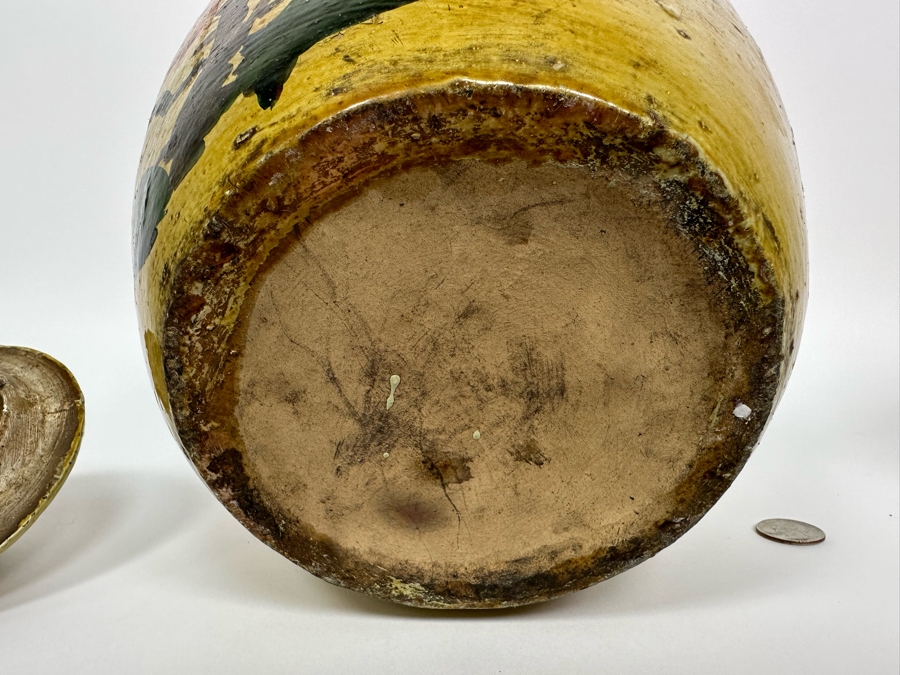 Vintage Asian Ginger Jar With Lid Hand Painted Bird On Branch 9W X 10.5H [Photo 20]