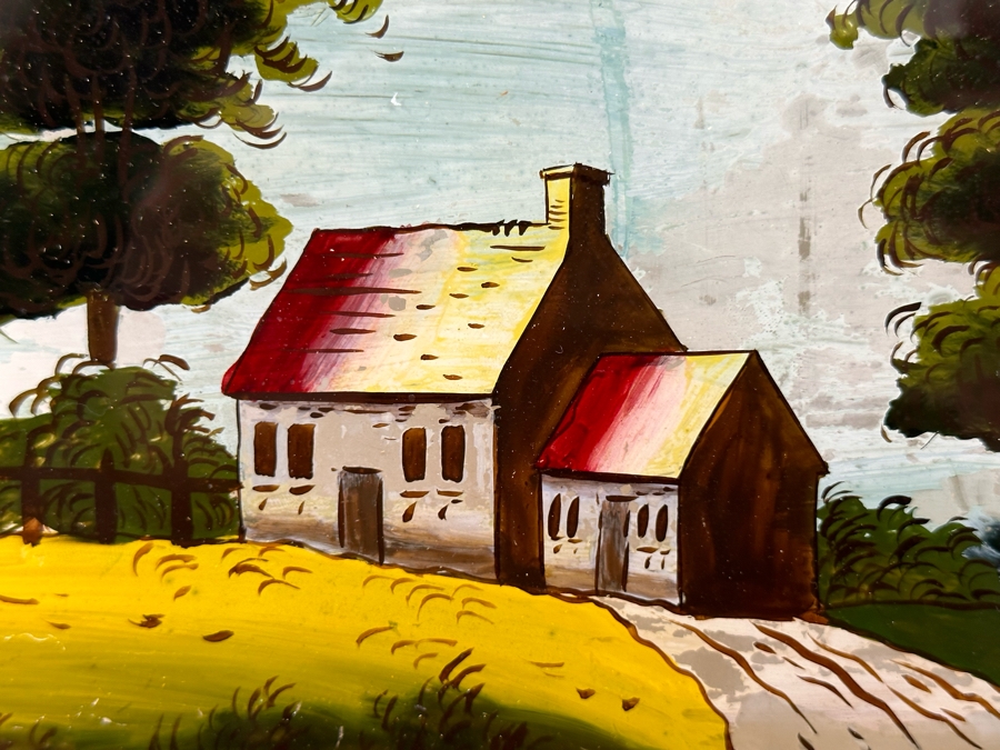 Antique Reverse Painted Glass 12 X 10 [Photo 4]