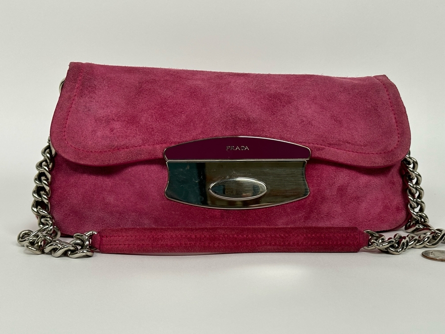 PRADA Italian Suede Leather Handbag [Photo 4]