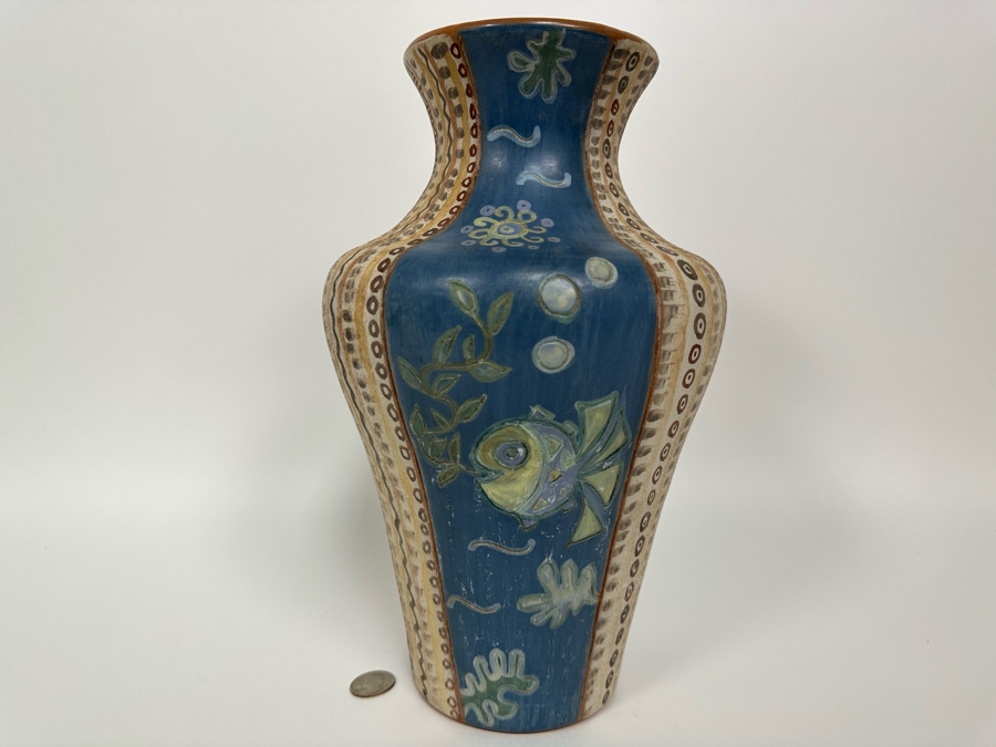 Handmade Signed Seminario Behar Urubamba Cusco Peru Pottery Vase 12.5H [Photo 3]