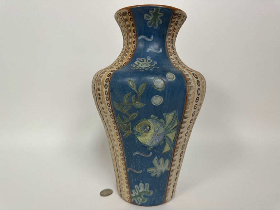 Handmade Signed Seminario Behar Urubamba Cusco Peru Pottery Vase 12.5H [Photo 2]