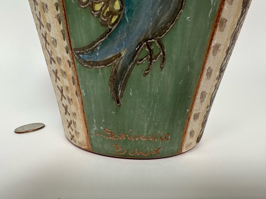 Handmade Signed Seminario Behar Urubamba Cusco Peru Pottery Vase 12.5H [Photo 11]