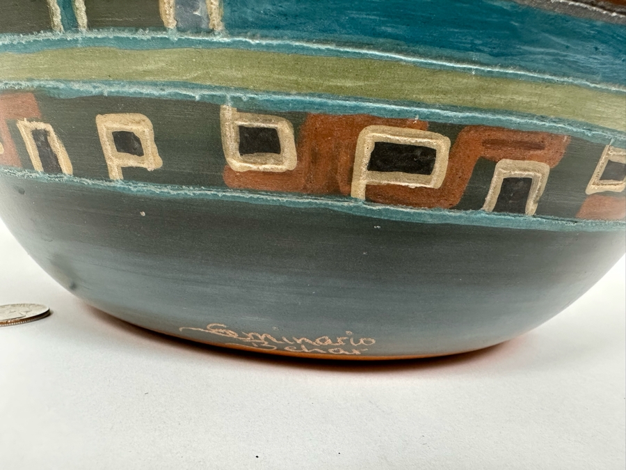 Handmade Signed Seminario Behar Urubamba Cusco Peru Pottery Vase 10W X 9H [Photo 4]