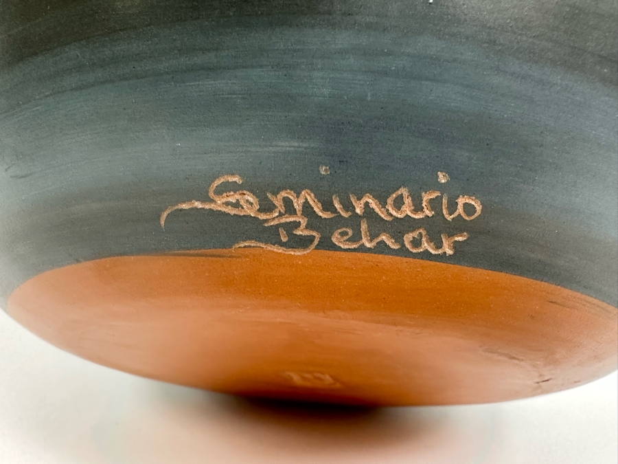 Handmade Signed Seminario Behar Urubamba Cusco Peru Pottery Vase 10W X 9H [Photo 5]