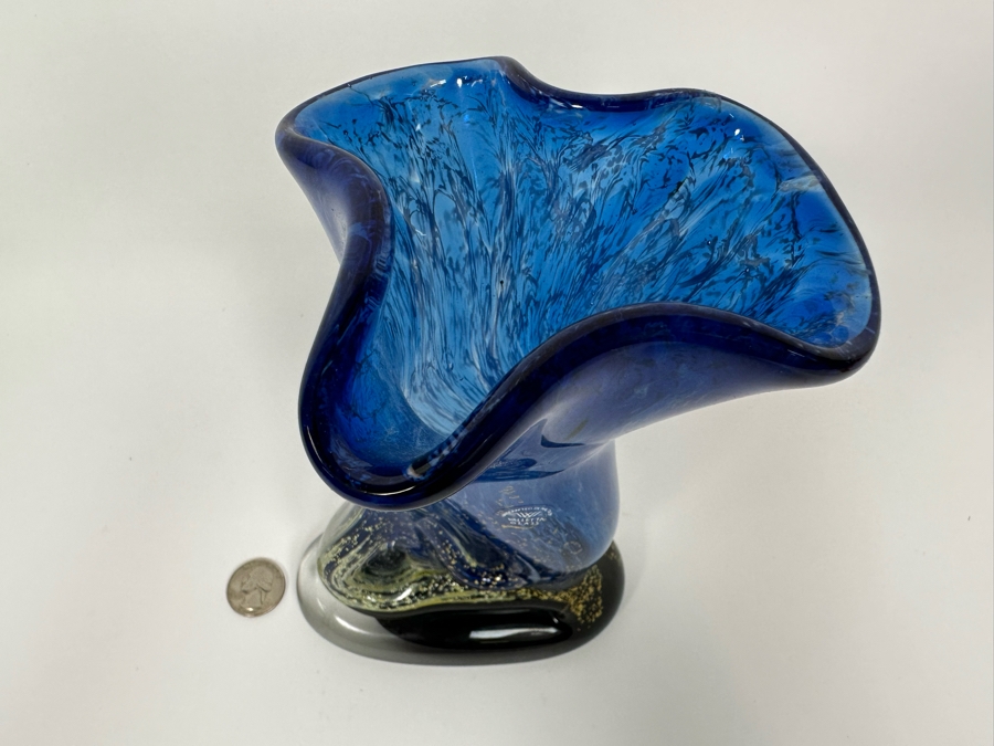 Signed Handmade Valletta Glass Malta Studio Art Glass Vase 8H [Photo 5]