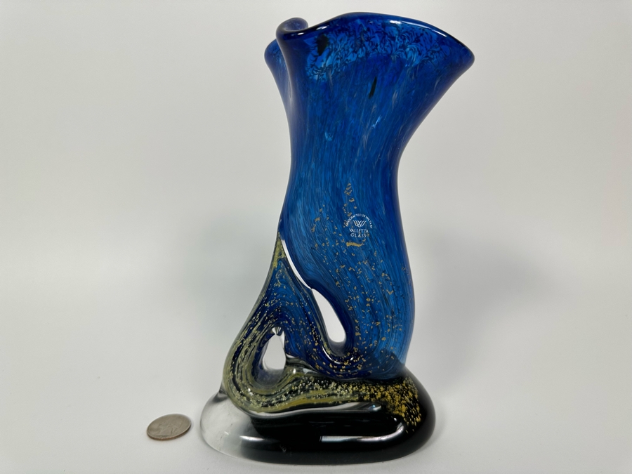 Signed Handmade Valletta Glass Malta Studio Art Glass Vase 8H [Photo 3]