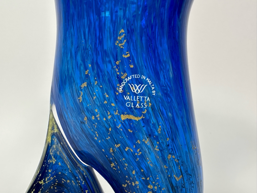 Signed Handmade Valletta Glass Malta Studio Art Glass Vase 8H [Photo 4]