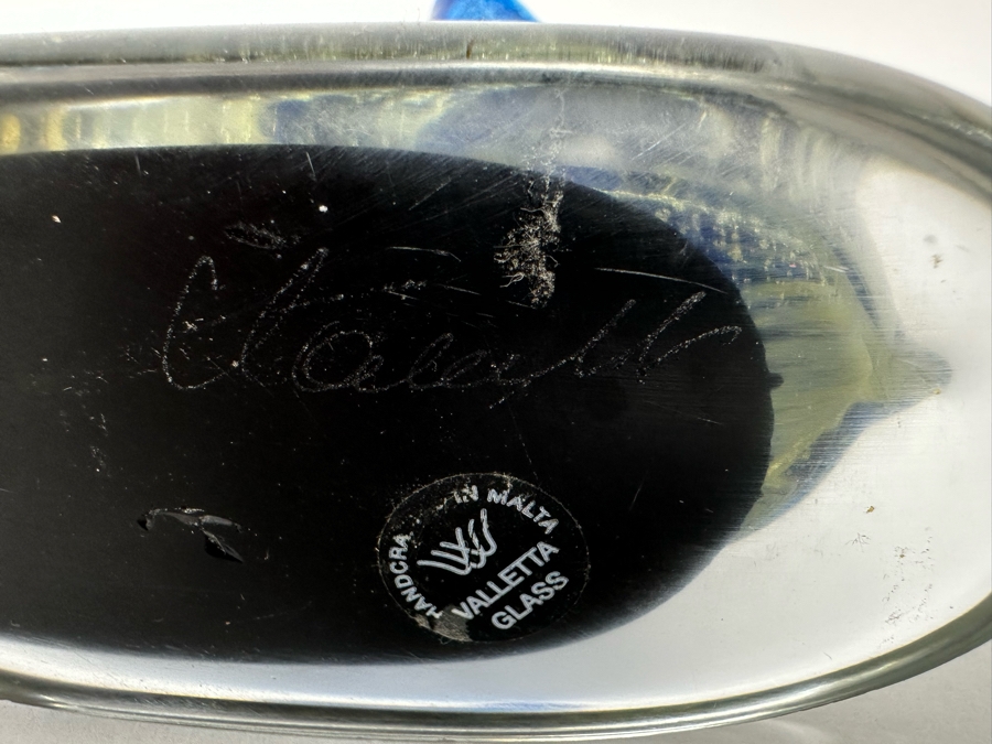 Signed Handmade Valletta Glass Malta Studio Art Glass Vase 8H [Photo 10]