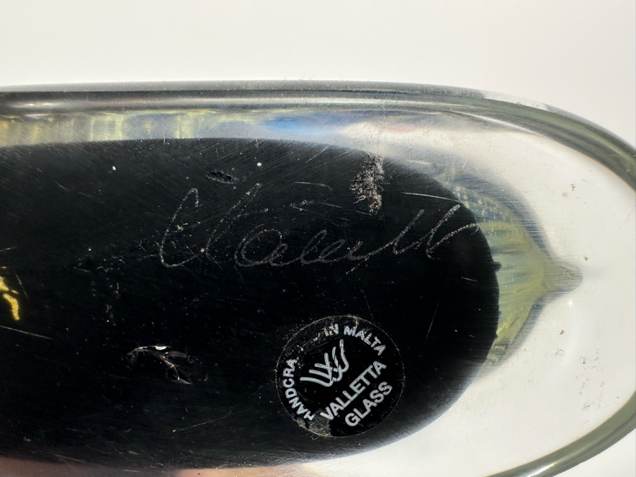 Signed Handmade Valletta Glass Malta Studio Art Glass Vase 8H [Photo 11]