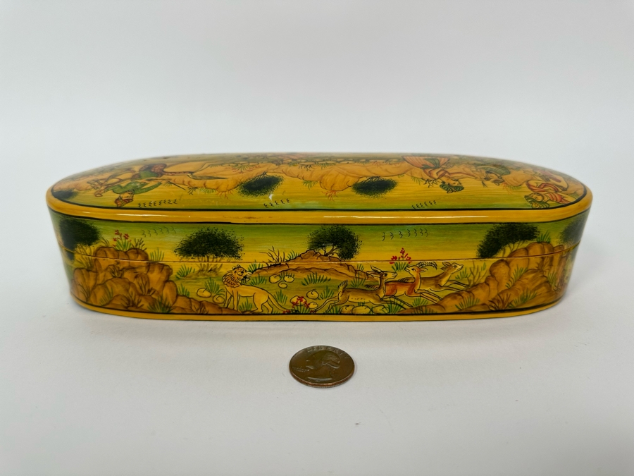 Hand Painted Lacquer Box From Kashmir India 10W X 4D X 2.5H [Photo 9]