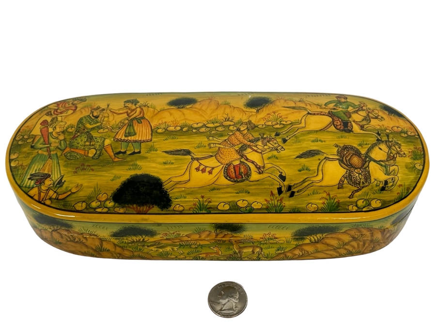 Hand Painted Lacquer Box From Kashmir India 10W X 4D X 2.5H [Photo 1]