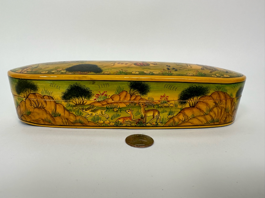 Hand Painted Lacquer Box From Kashmir India 10W X 4D X 2.5H [Photo 7]